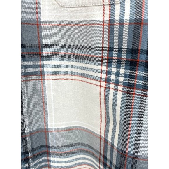 Eddie Bauer Relaxed Fit Mens Size TXL Tan & Gray Plaid Flannel Button Up Shirt - Picture 6 of 12